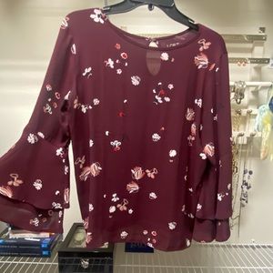 Loft long sleeve, floral plum shirt